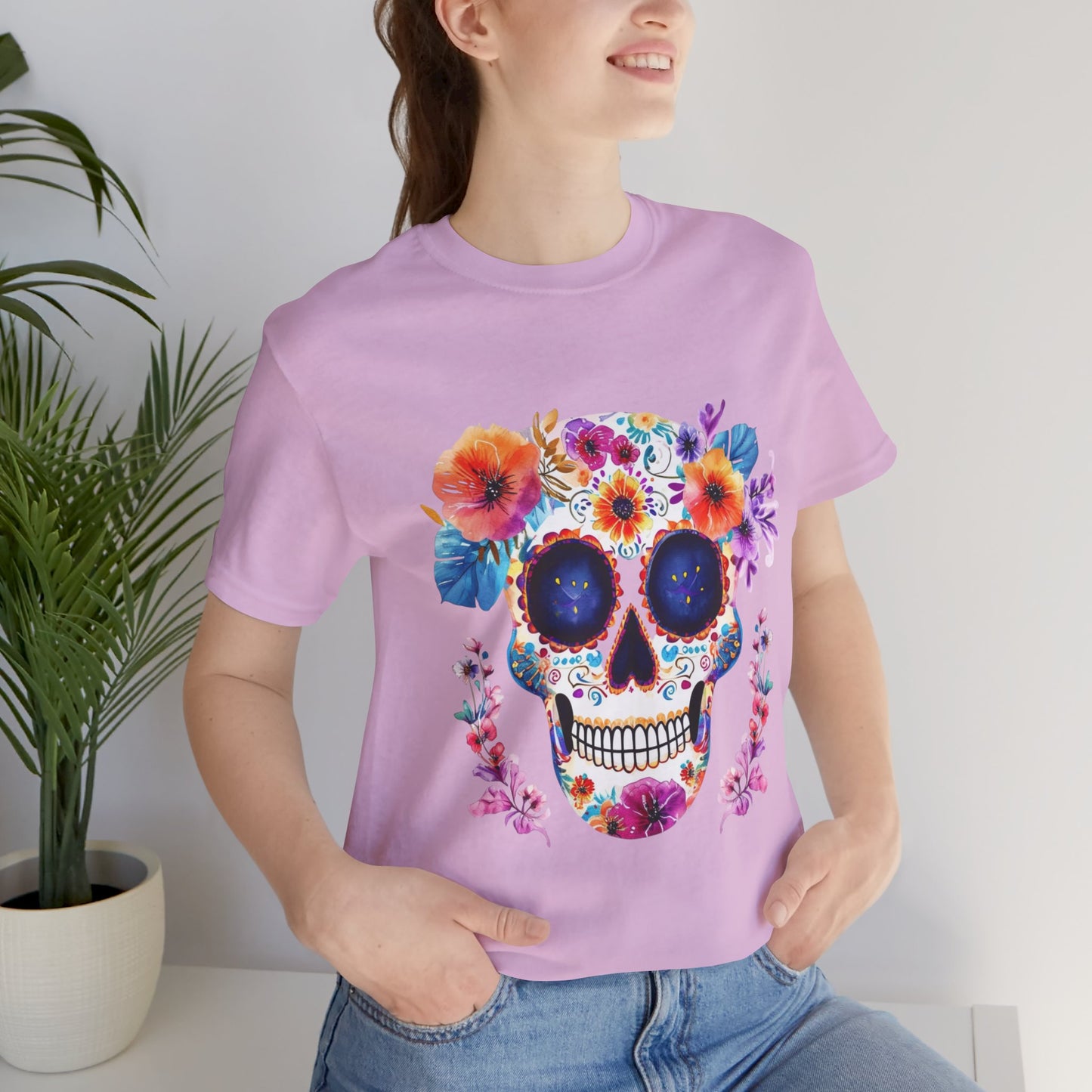 Day of the dead sugar skull Unisex Jersey Short Sleeve Tee