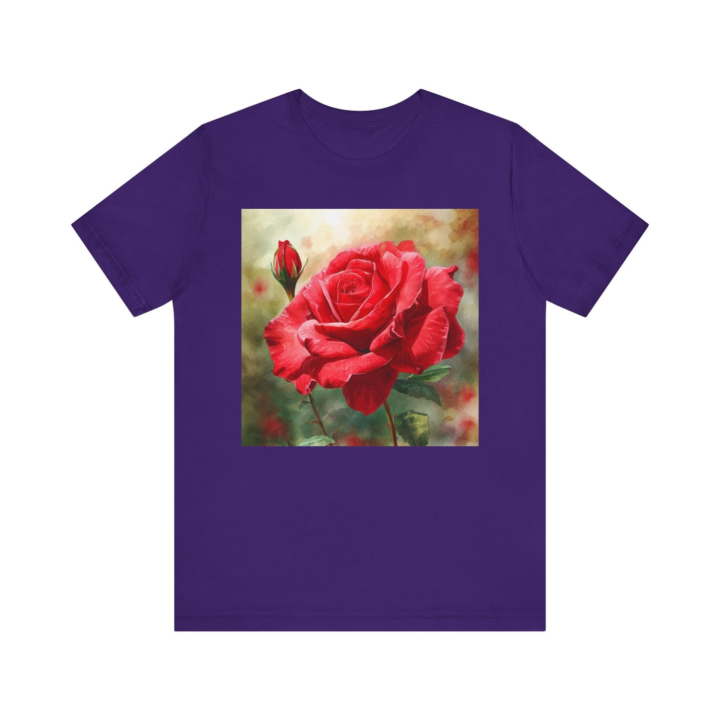 Elegant Rose Short Sleeve Tee - Perfect for Nature Lovers & Everyday Comfort