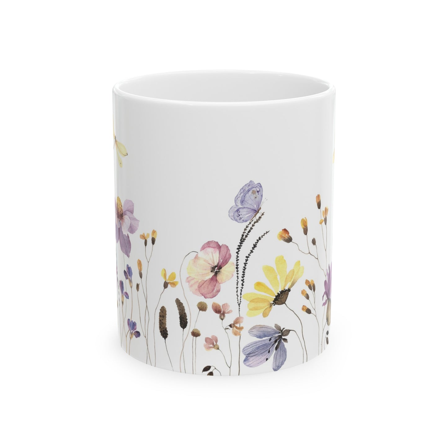 Purple Wildflower Ceramic Mug, 11oz