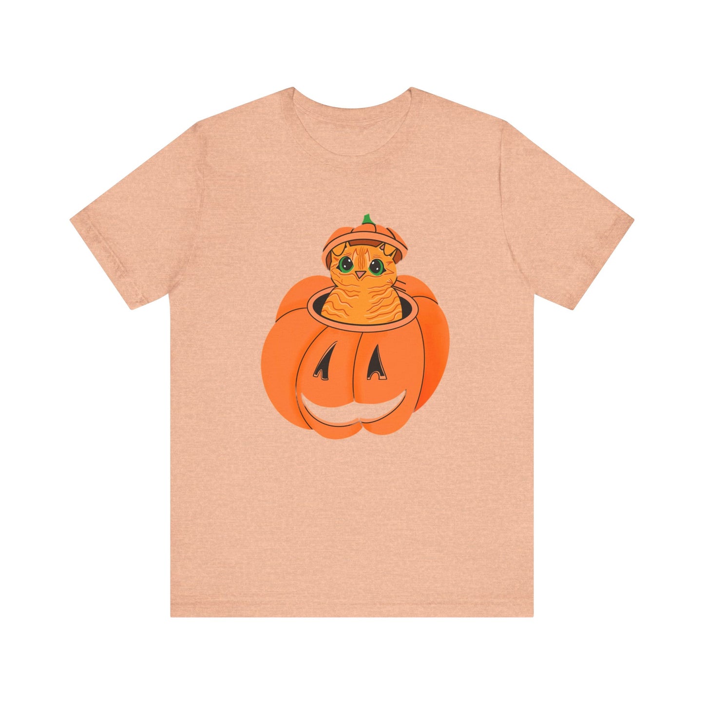 Cute Orange Cat Halloween Unisex Jersey Short Sleeve Tee