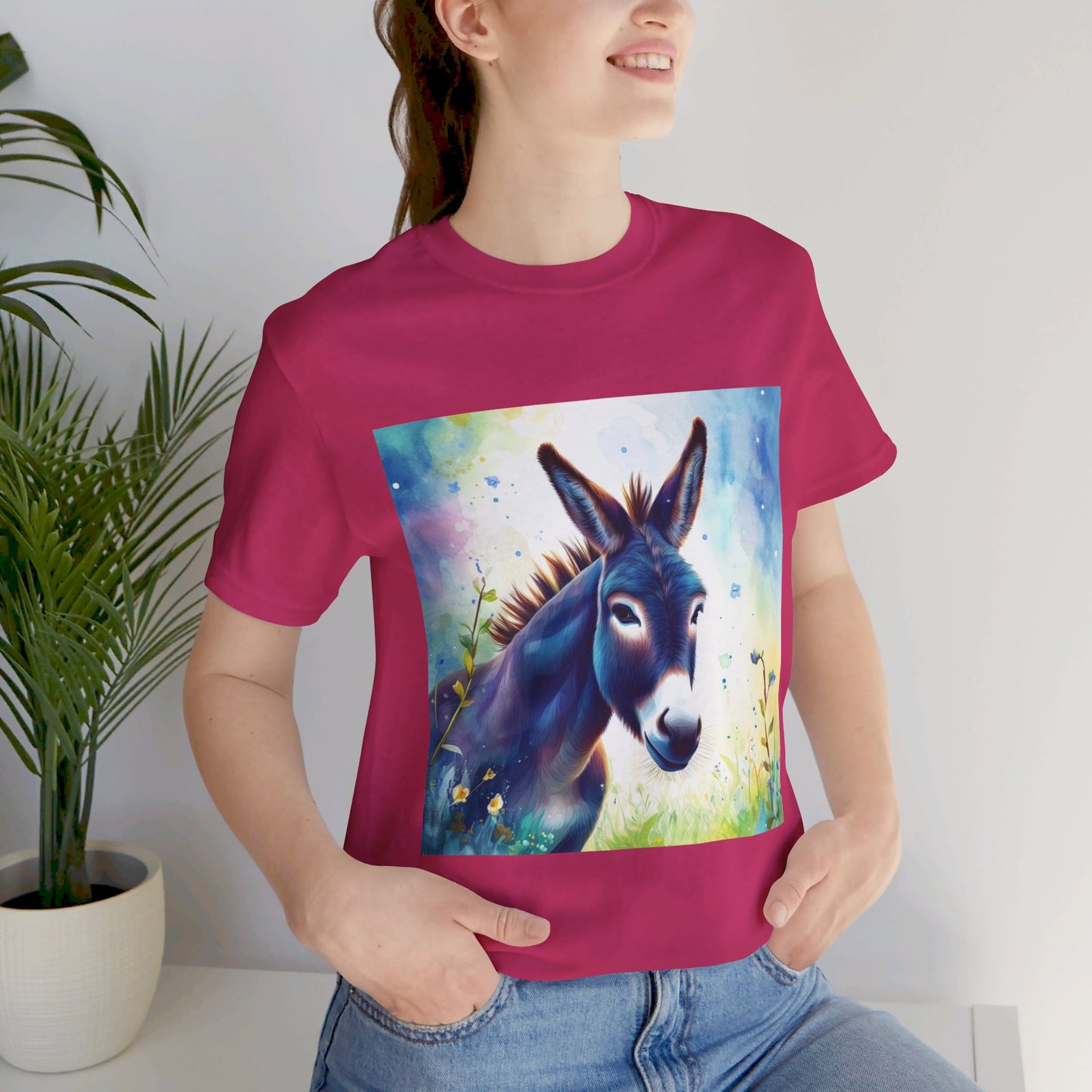 Cute Colorful Donkey Unisex Jersey Short Sleeve Tee