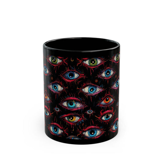 Creepy Eye Pattern Black Mug (11oz, 15oz)