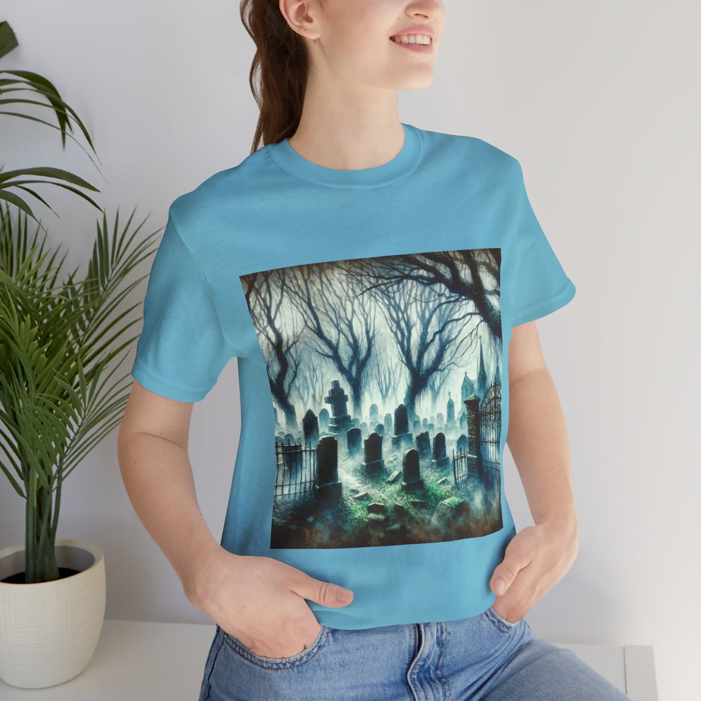 Haunted Cemetery Unisex Jersey Short Sleeve Tee