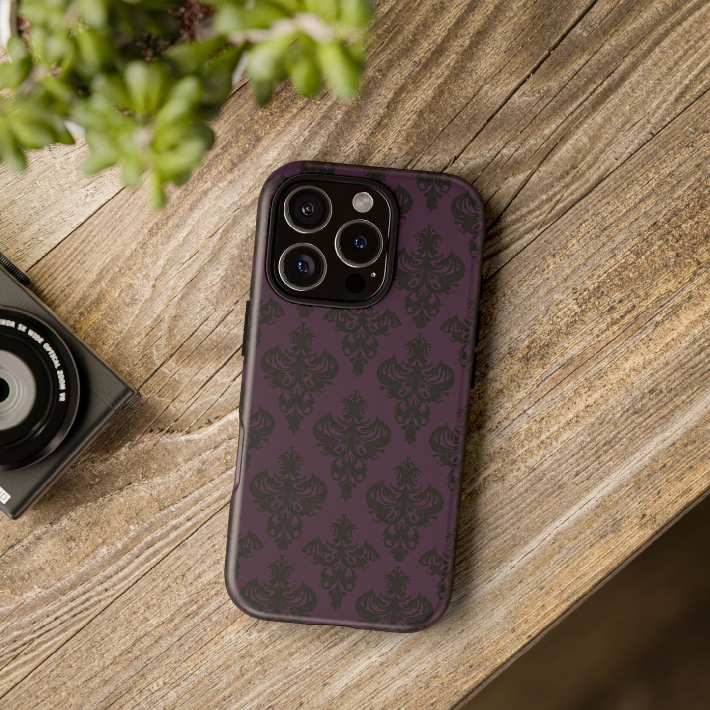 Purple and Black Victorian Damask Pattern Tough Cases