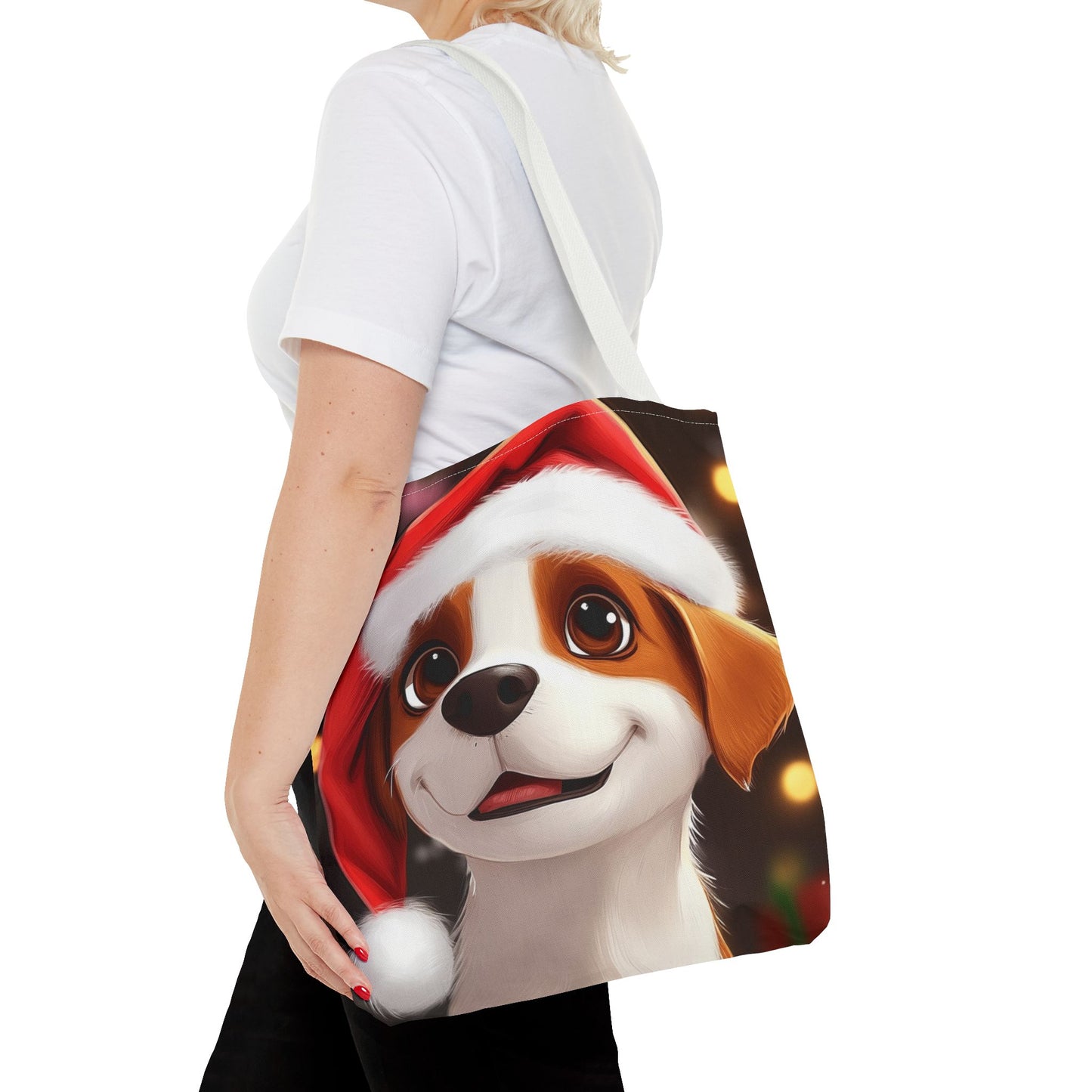 Adorable Festive Puppy Tote Bag (AOP)