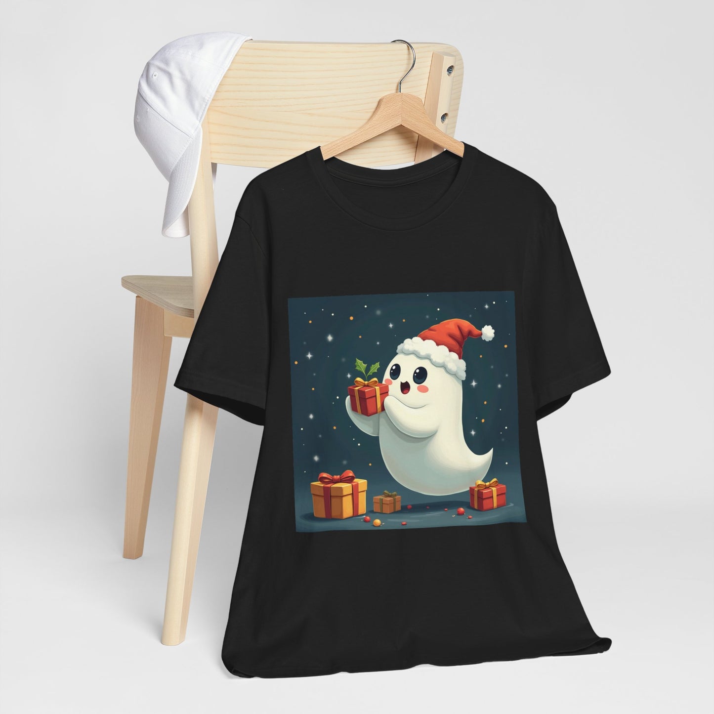 Cute Cartoon Present Ghost Unisex Jersey T-Shirt