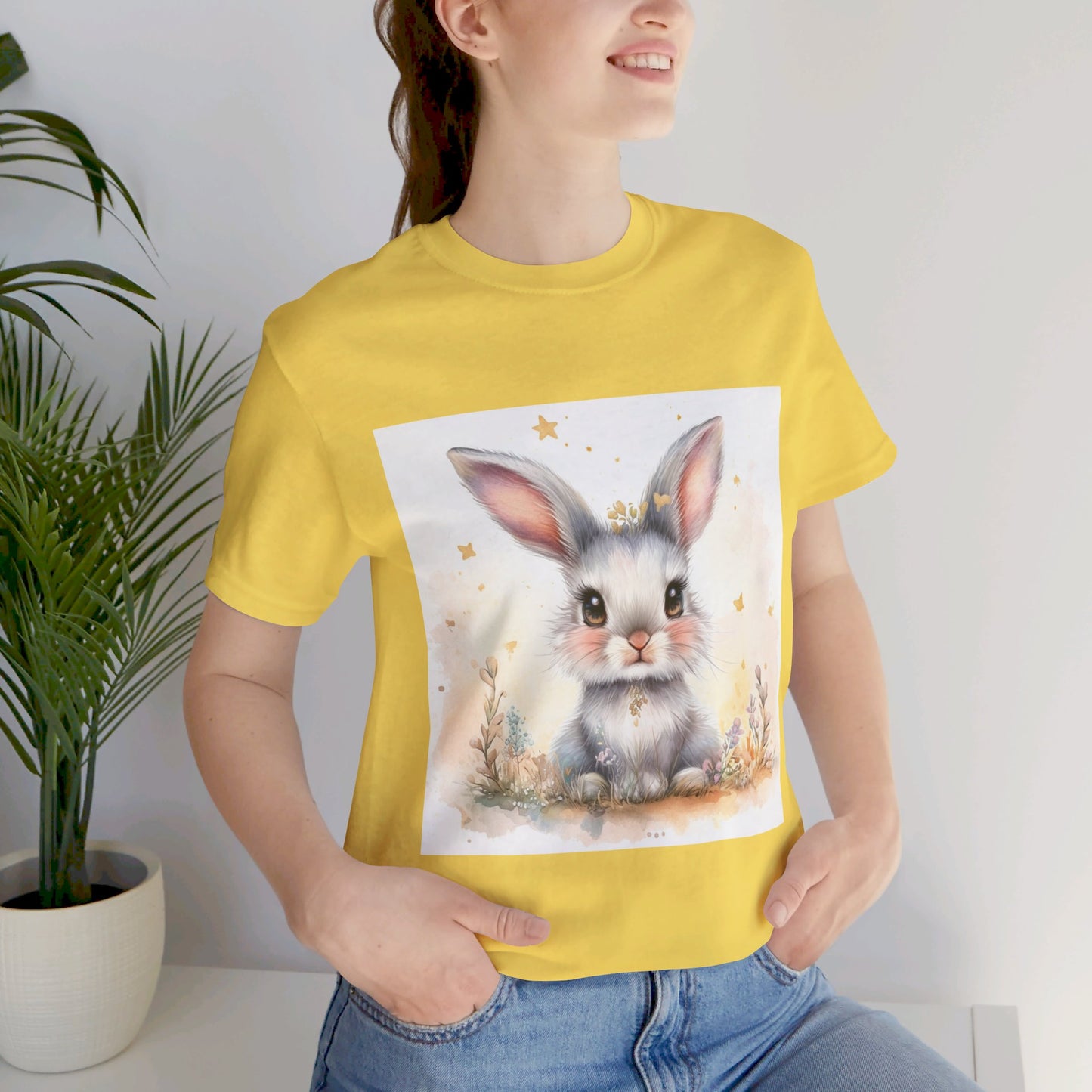 Cute fluffy bunny Unisex Jersey Short Sleeve Tee