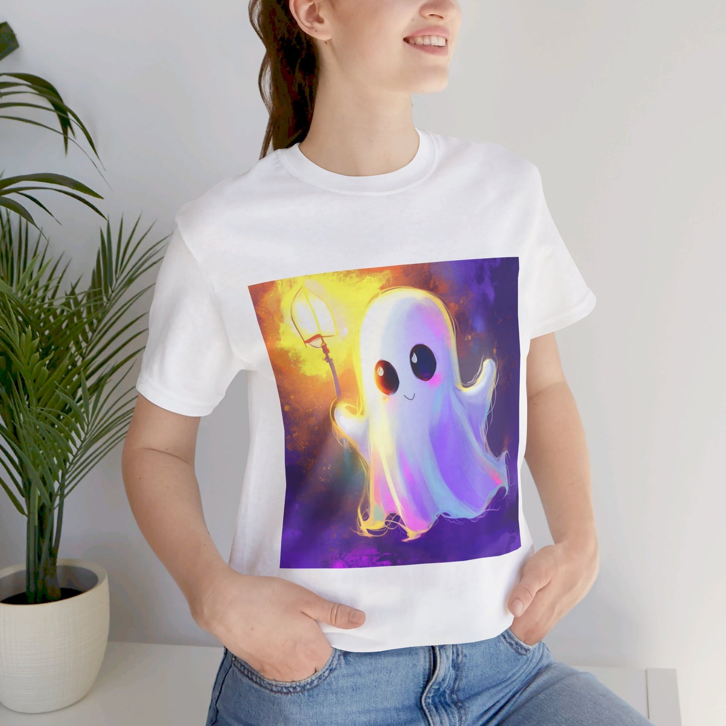 Cute Cartoon Ghost Unisex Jersey Short Sleeve Tee