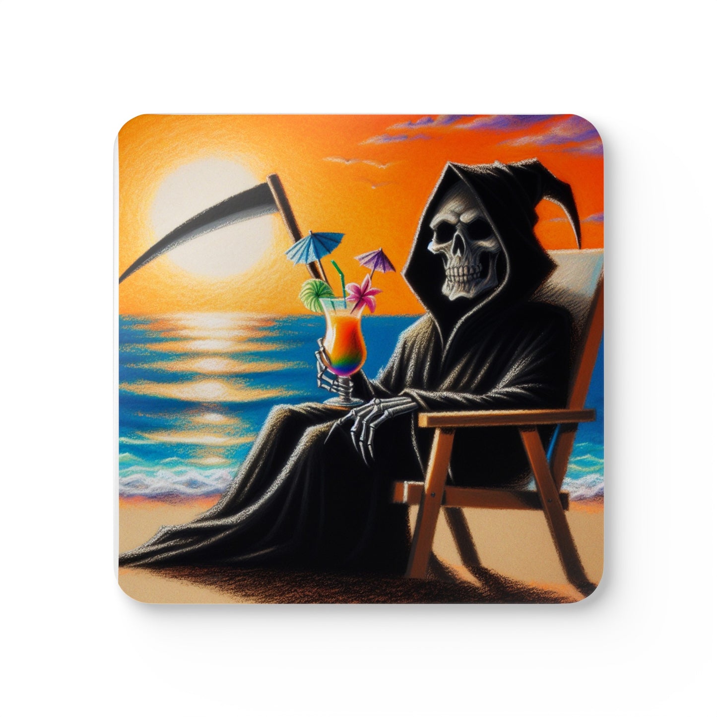 Grim Reaper Corkwood Coaster Set