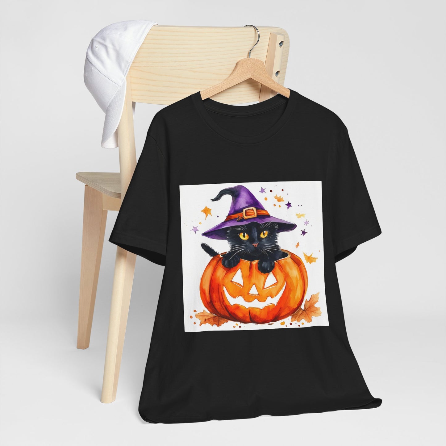 Cute Halloween Cat Jack o Lantern Unisex Jersey Short Sleeve Tee