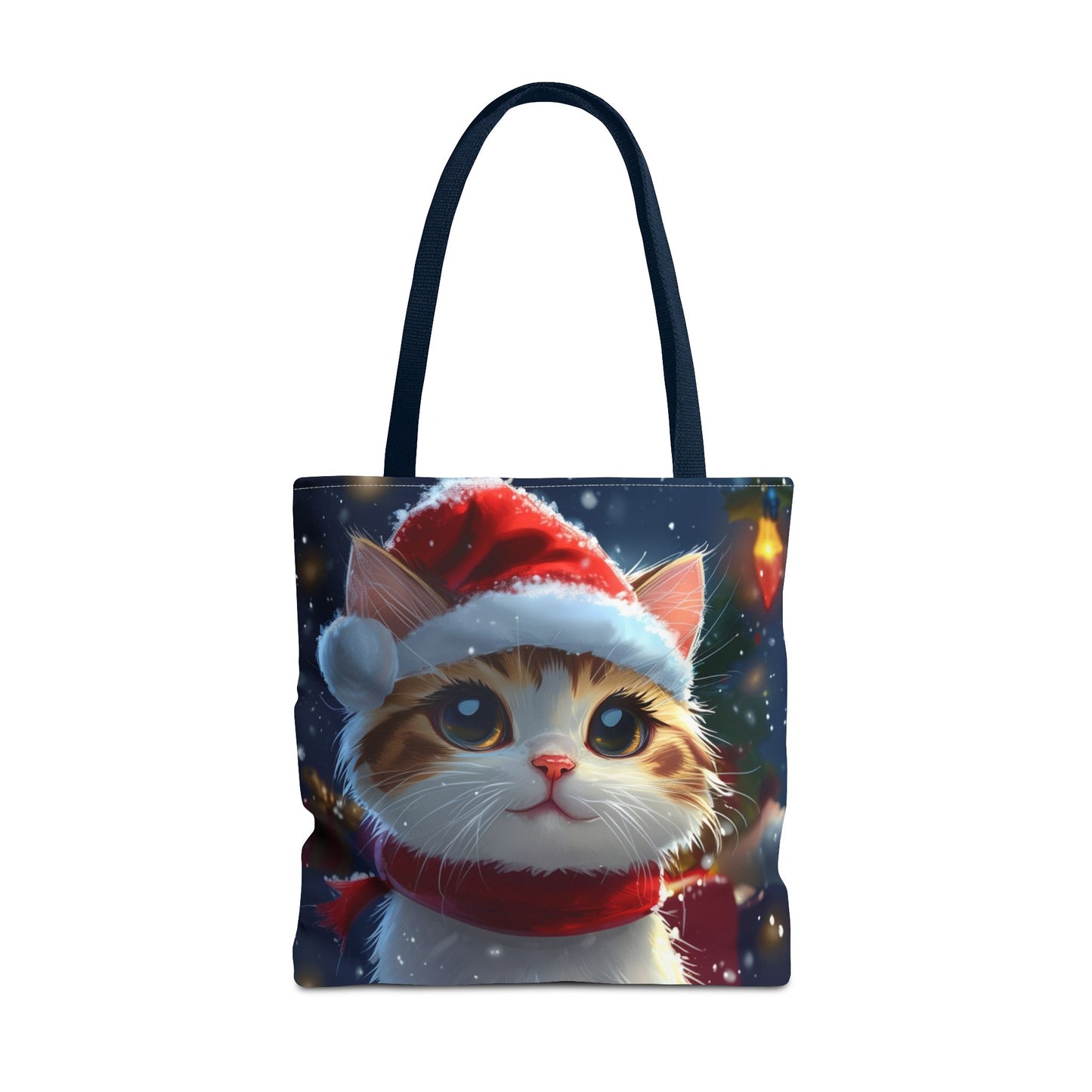 Cute Santa Hat Kitty Tote Bag (AOP)