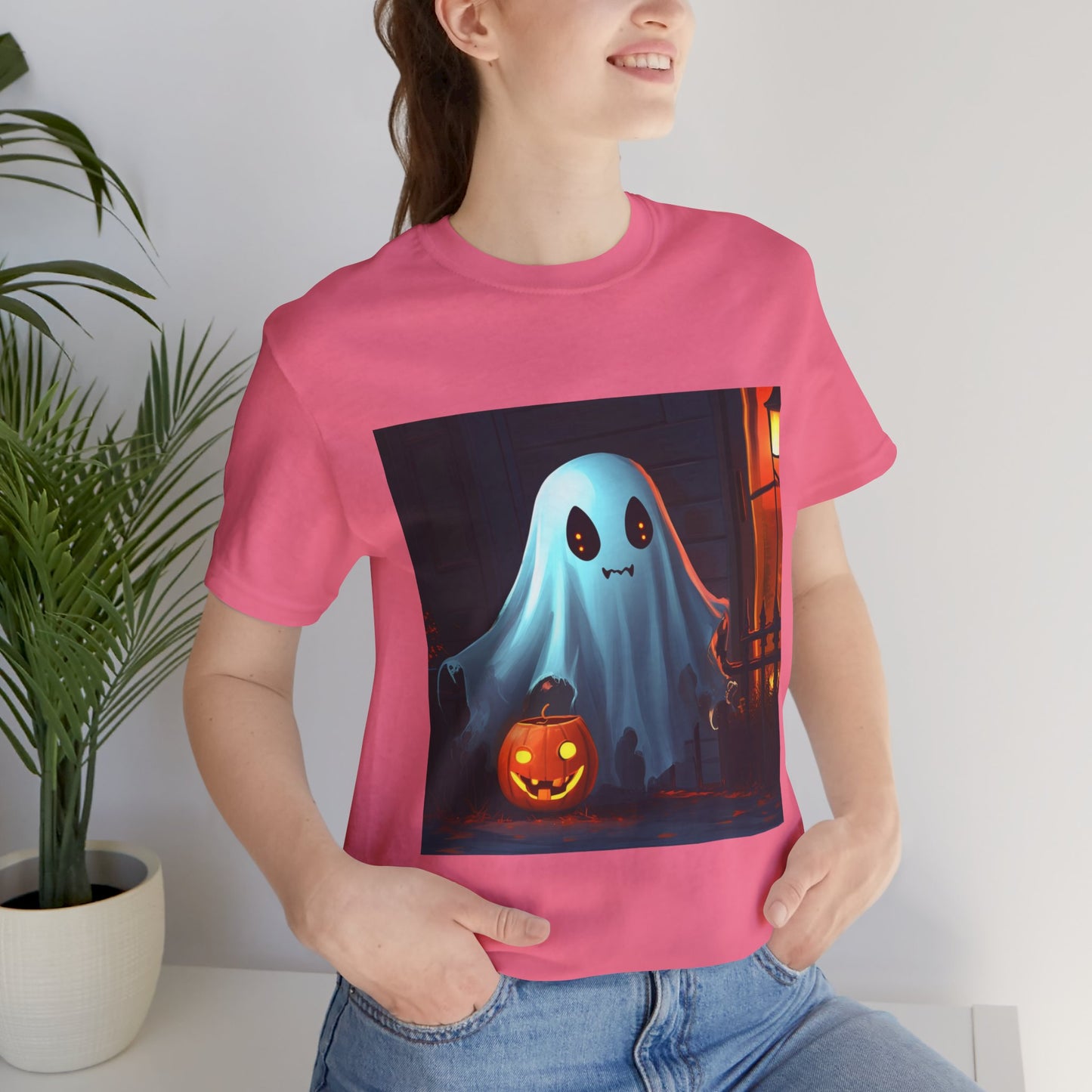 Cute Ghost Trick or Treating Unisex Jersey Short Sleeve Tee