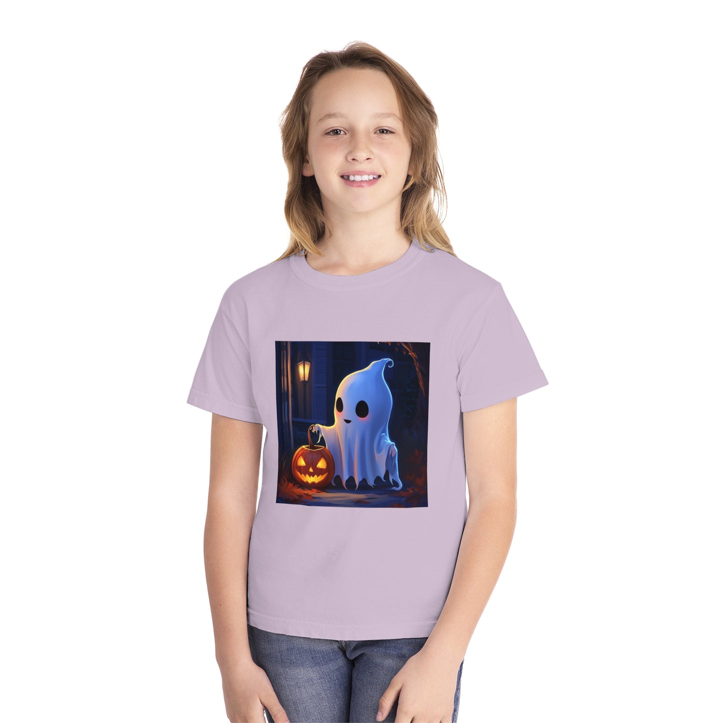 Cute Ghost Trick or Treating Youth Midweight Tee