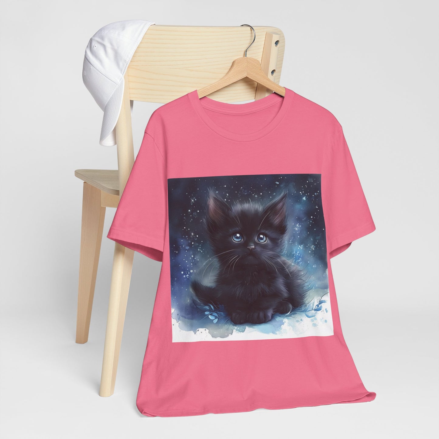 Starry Sky Black Kitten Unisex Jersey Short Sleeve Tee