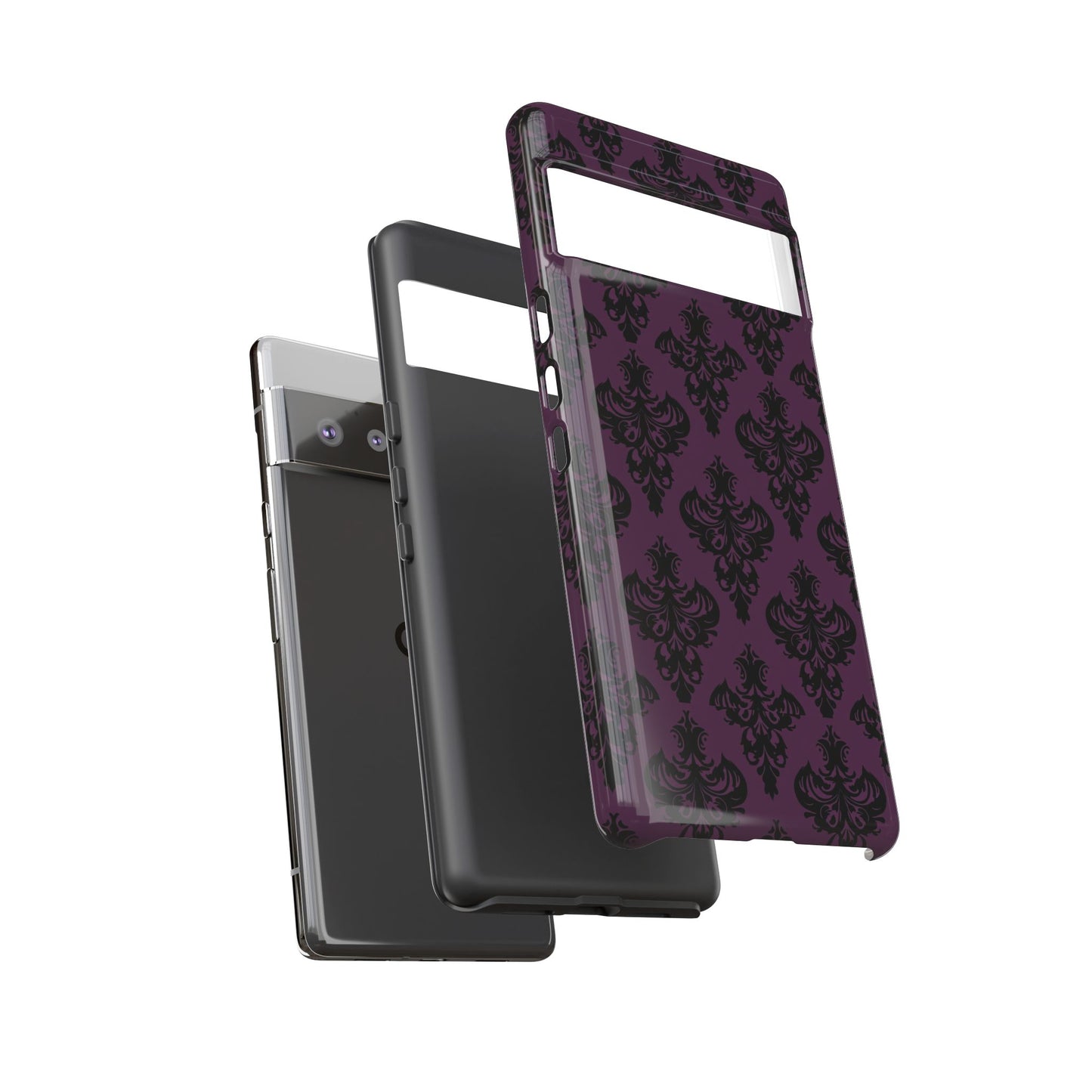 Purple and Black Victorian Damask Pattern Tough Cases