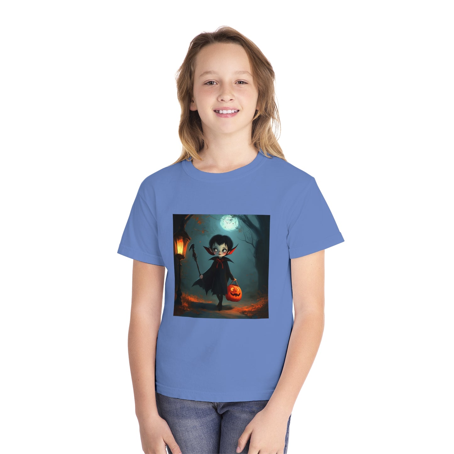 Cute Trick or Treating Vampire Youth Midweight Tee