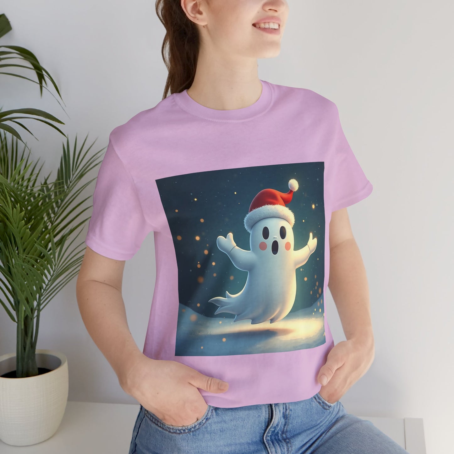 Cute Cartoon Ghost of Christmas Presents Unisex Jersey Tee