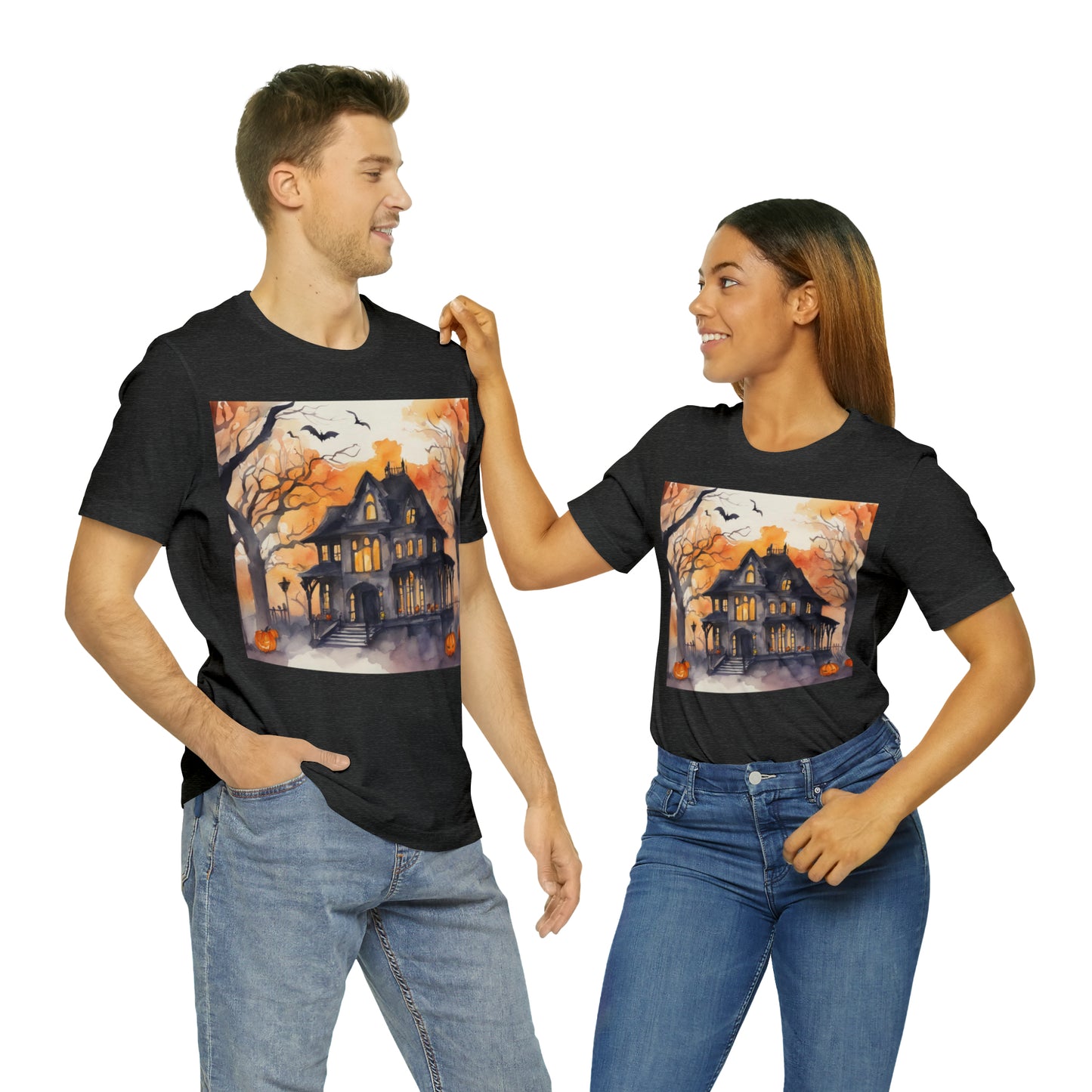 Spooky Haunted House Unisex Jersey Short Sleeve Tee