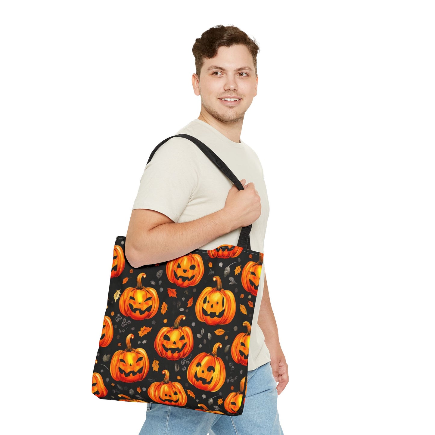 Happy Pumpkin Pattern Tote Bag (AOP)