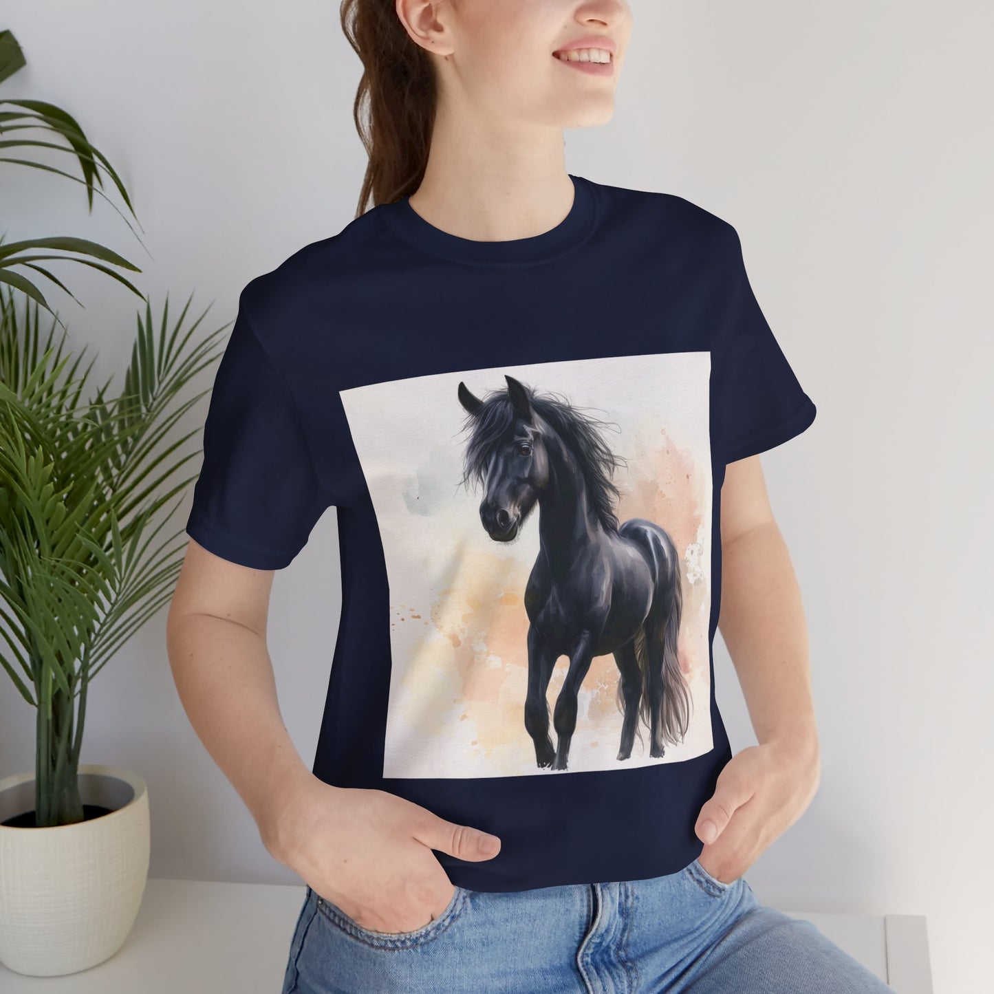 Playful Black Horse Unisex Jersey Short Sleeve Tee