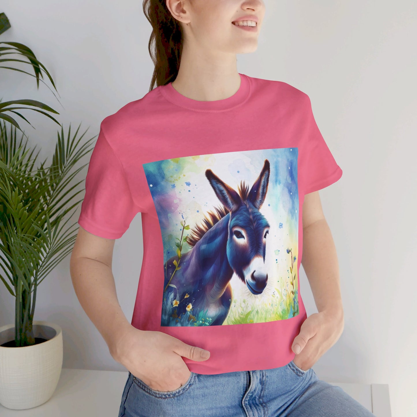 Cute Colorful Donkey Unisex Jersey Short Sleeve Tee