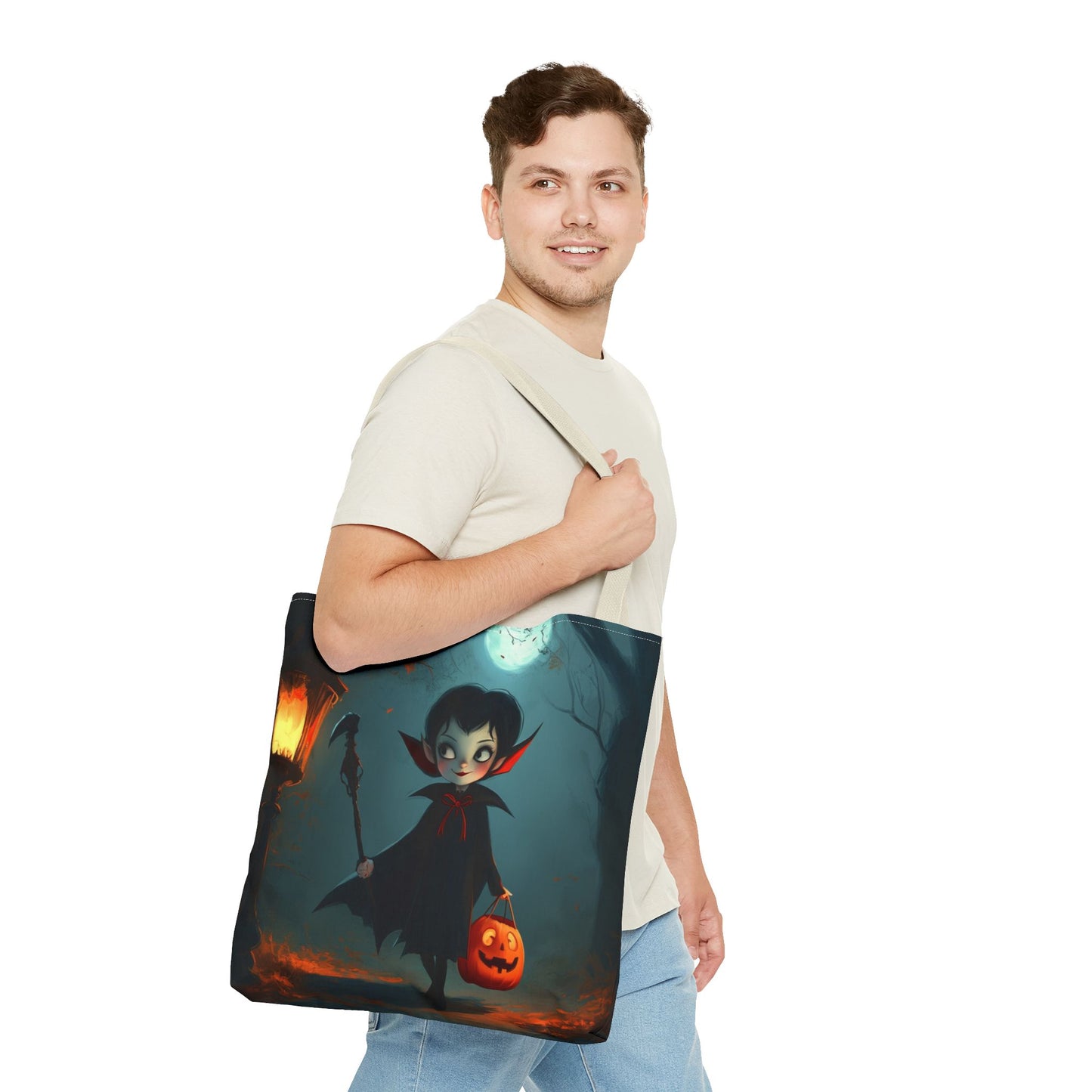 Cute Trick or Treating Vampire Tote Bag (AOP)