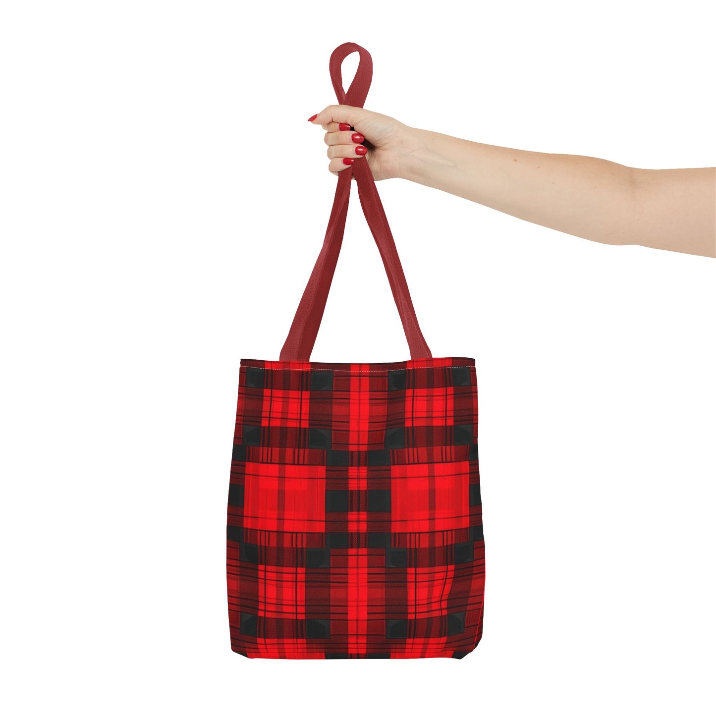 Red and Black Plaid Pattern Tote Bag (AOP)