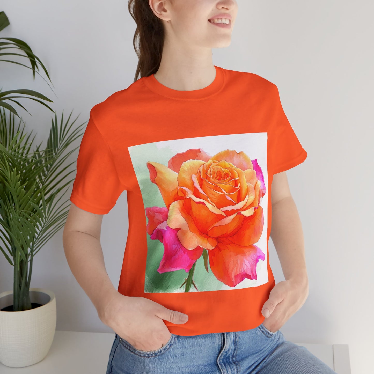 Radiant Rose Art Unisex Jersey Tee - Vibrant Rose Design