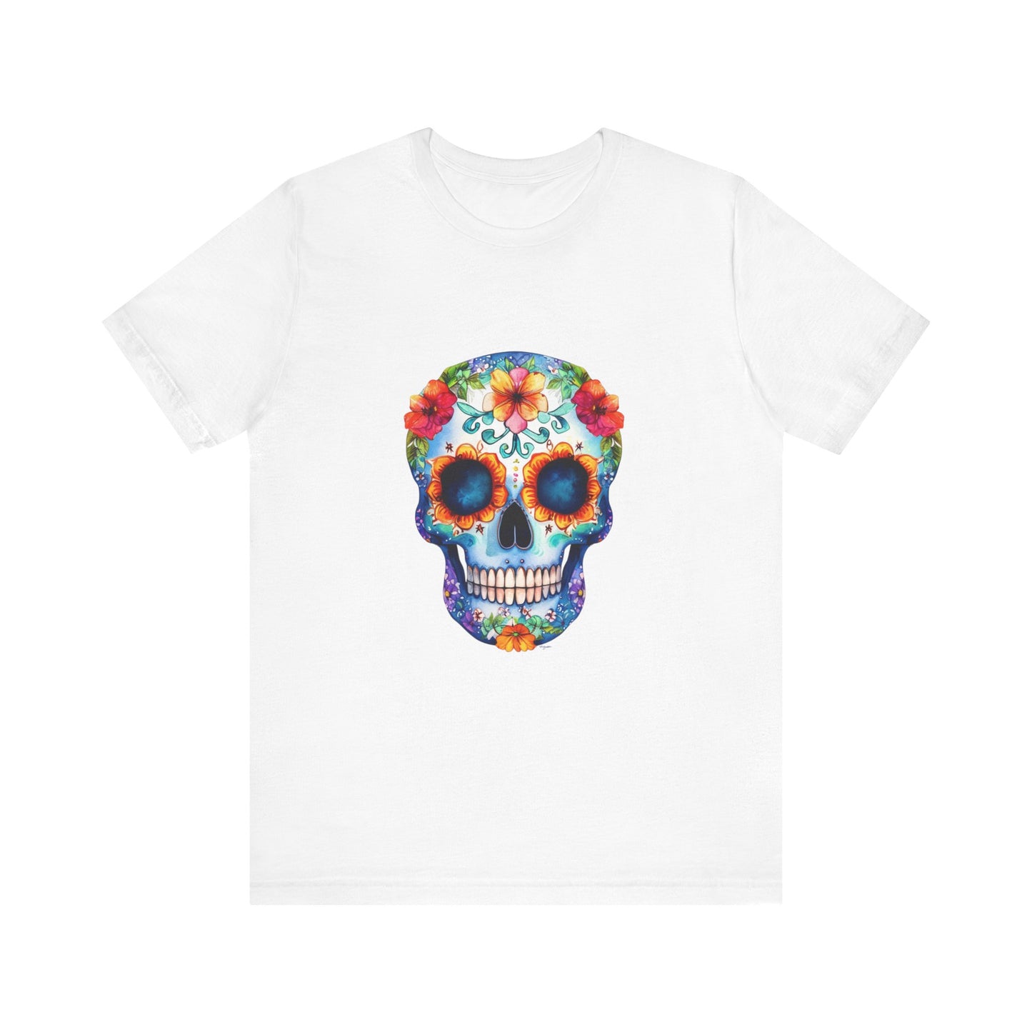 Blue Sugar Skull Unisex Jersey Short Sleeve Tee