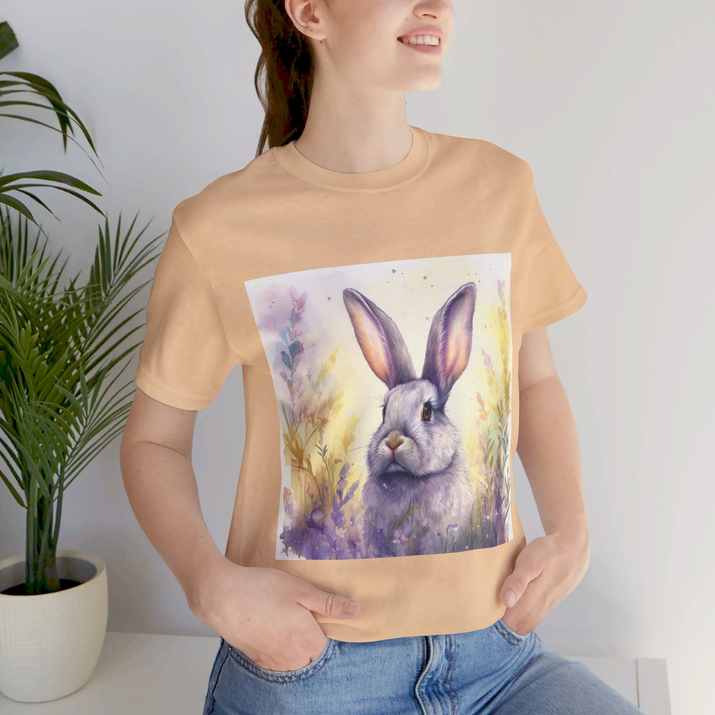 Realistic Cute Bunny Unisex Jersey Short Sleeve Tee