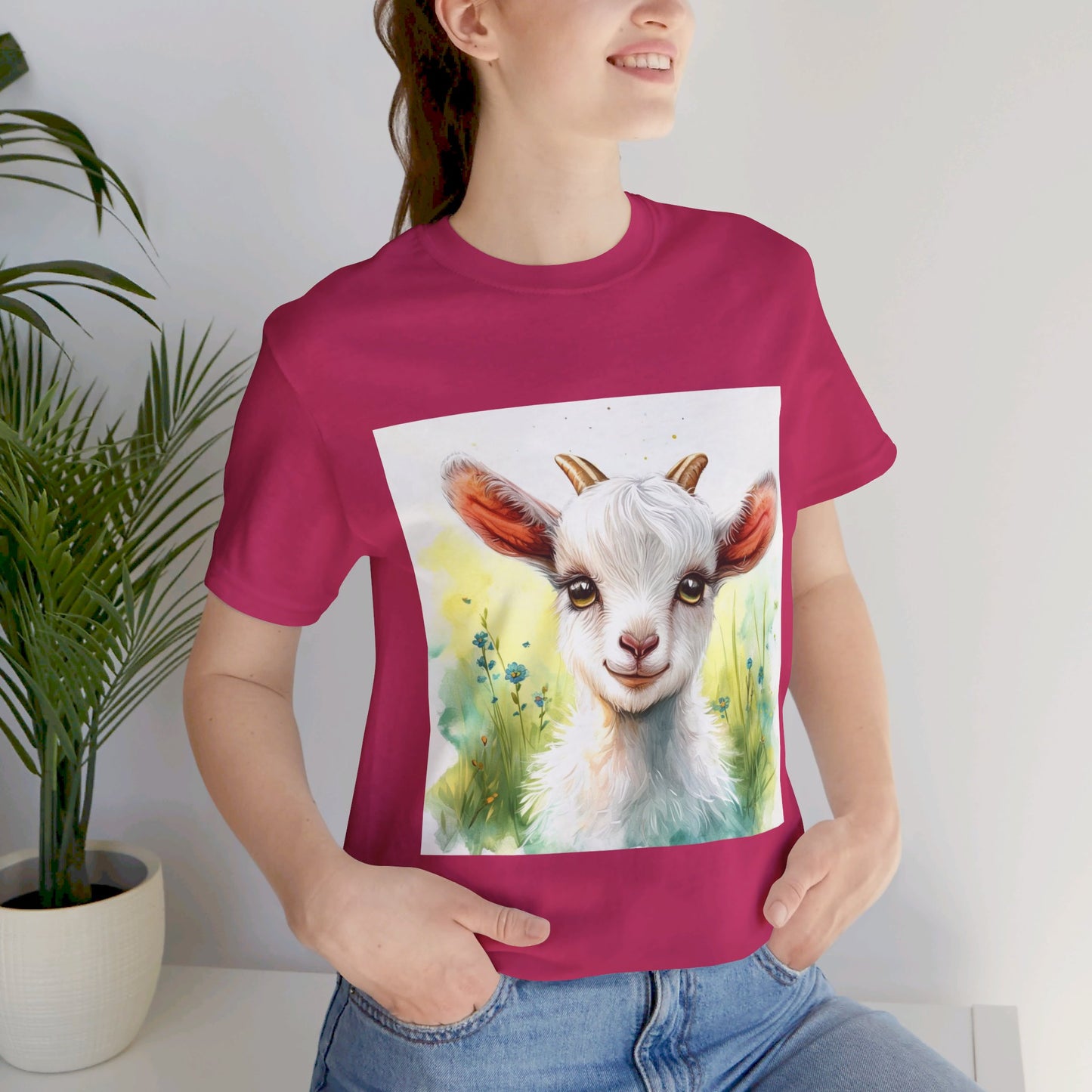 Cute Cartoon Goat Unisex Jersey Short Sleeve Tee