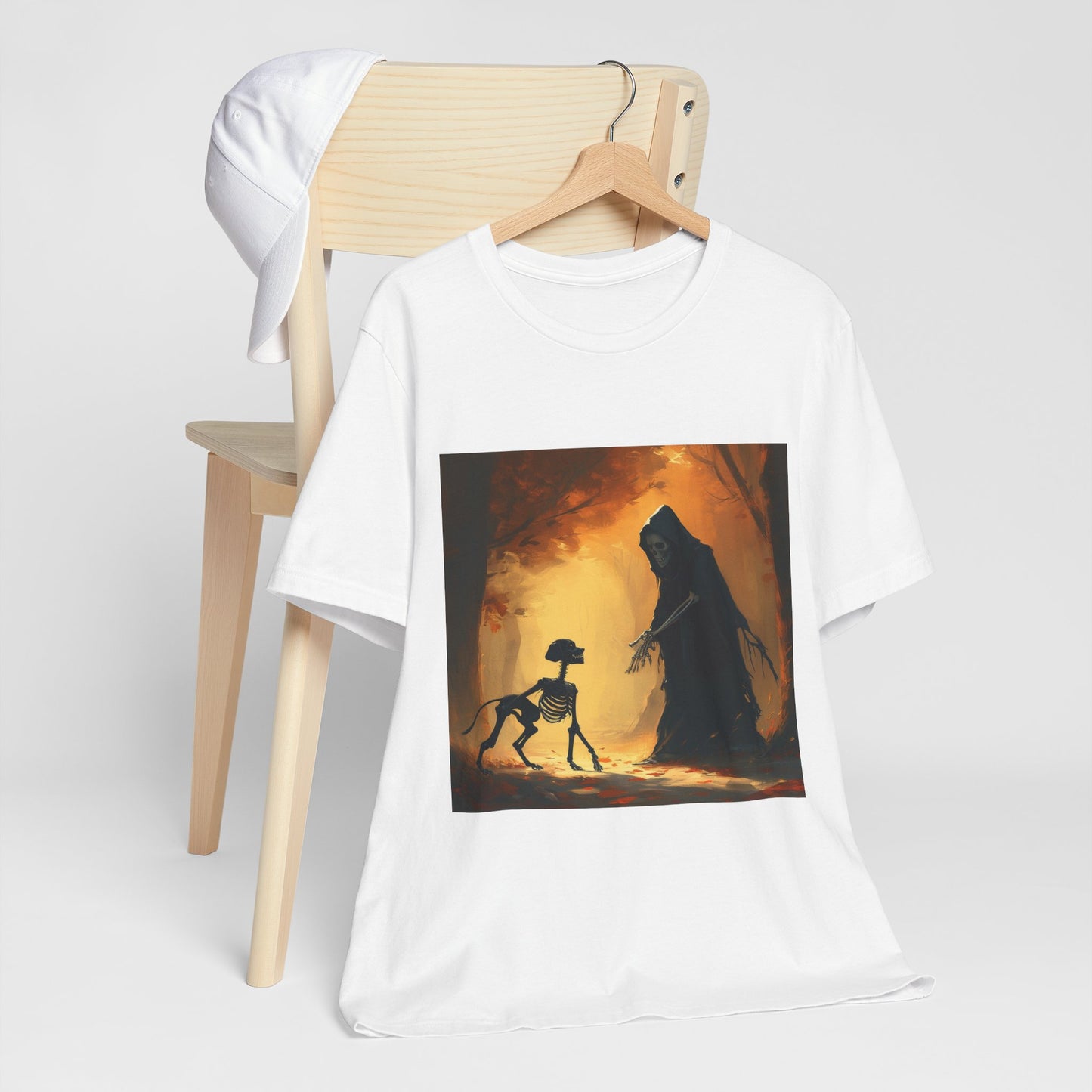 Grim Reaper Playing Fetch Unisex Jersey Short Sleeve Tee