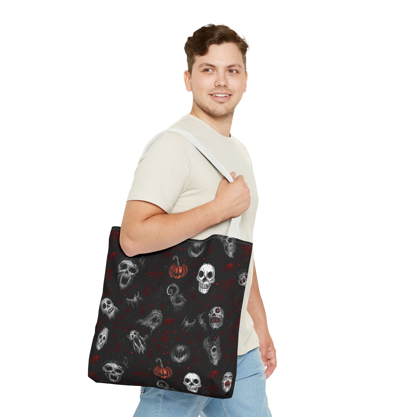 Scary Halloween Pattern Tote Bag (AOP)