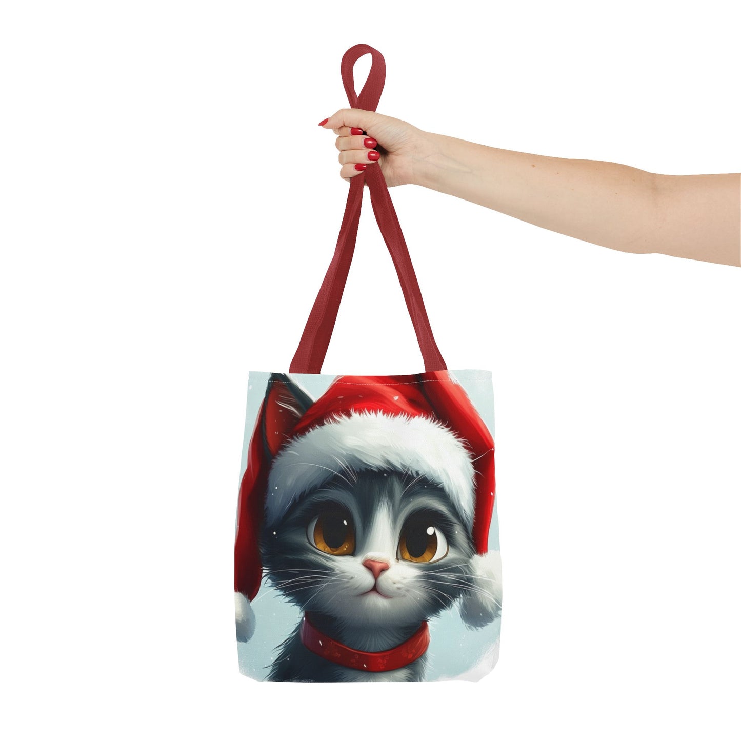 Adorable Festive Gray Cat Tote Bag (AOP)