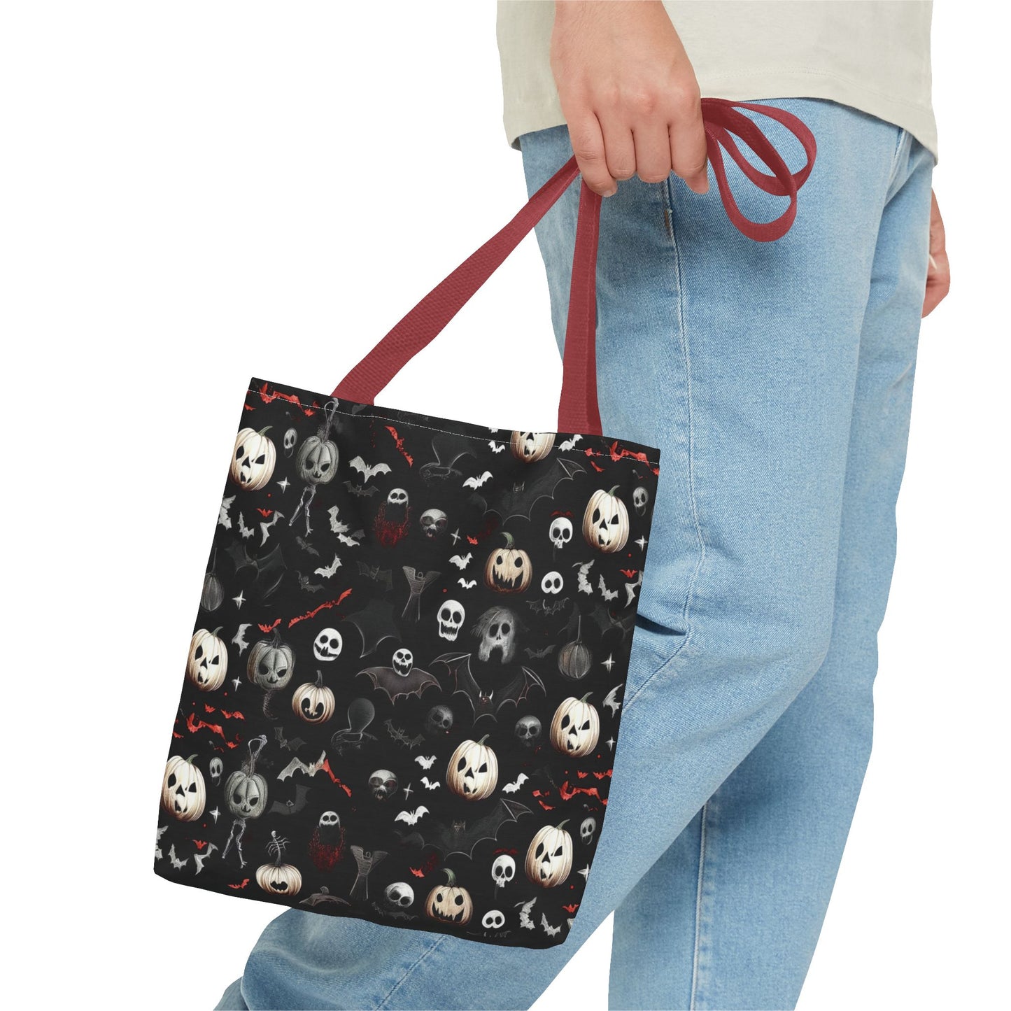 Creepy Halloween Pattern Tote Bag (AOP)