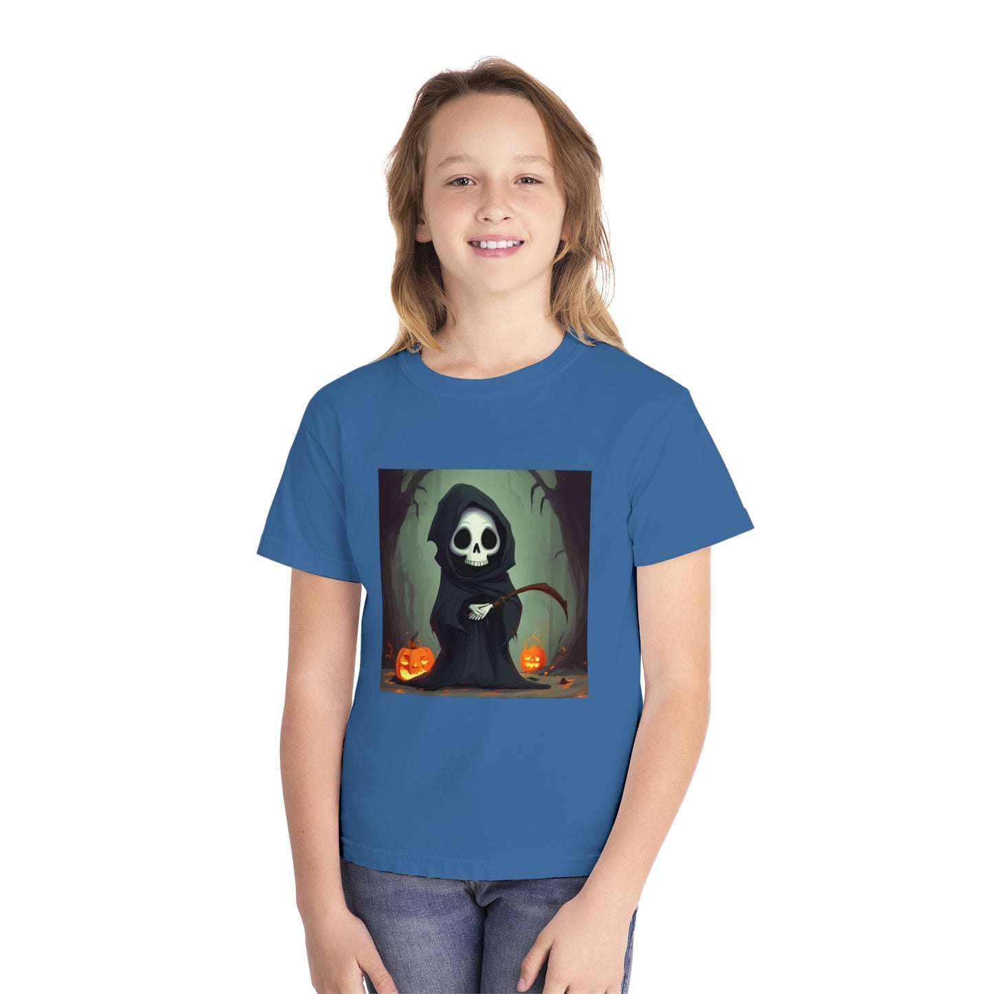 Spooky Forest Grim Reaper Youth Midweight Tee