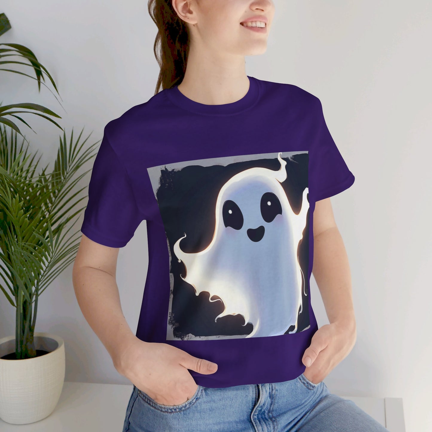 Cute Happy Ghost Unisex Jersey Short Sleeve Tee