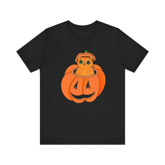 Cute Orange Cat Halloween Unisex Jersey Short Sleeve Tee