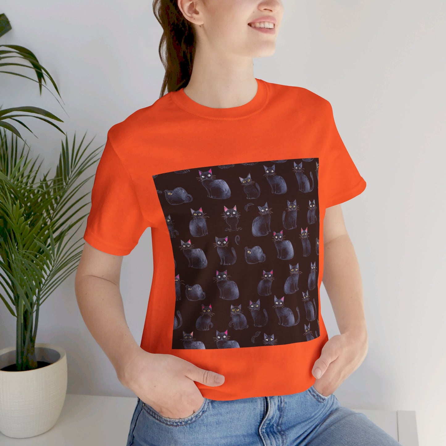 Black Cat Pattern Unisex Jersey Short Sleeve Tee