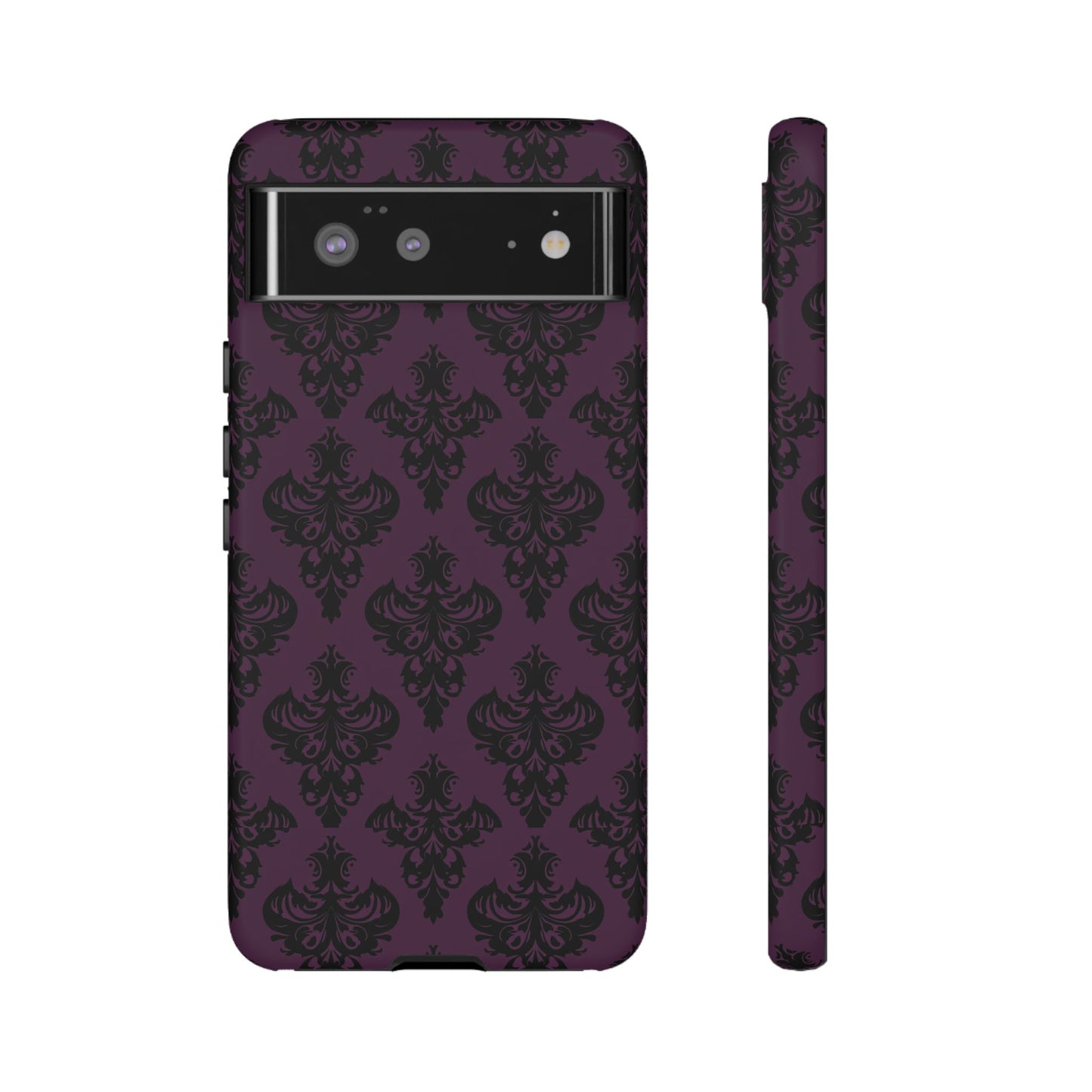 Purple and Black Victorian Damask Pattern Tough Cases