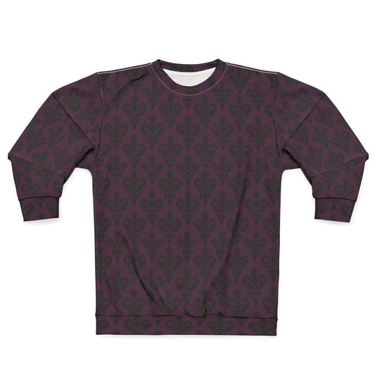 Purple and Black Victorian Damask Pattern Unisex Sweatshirt (AOP)