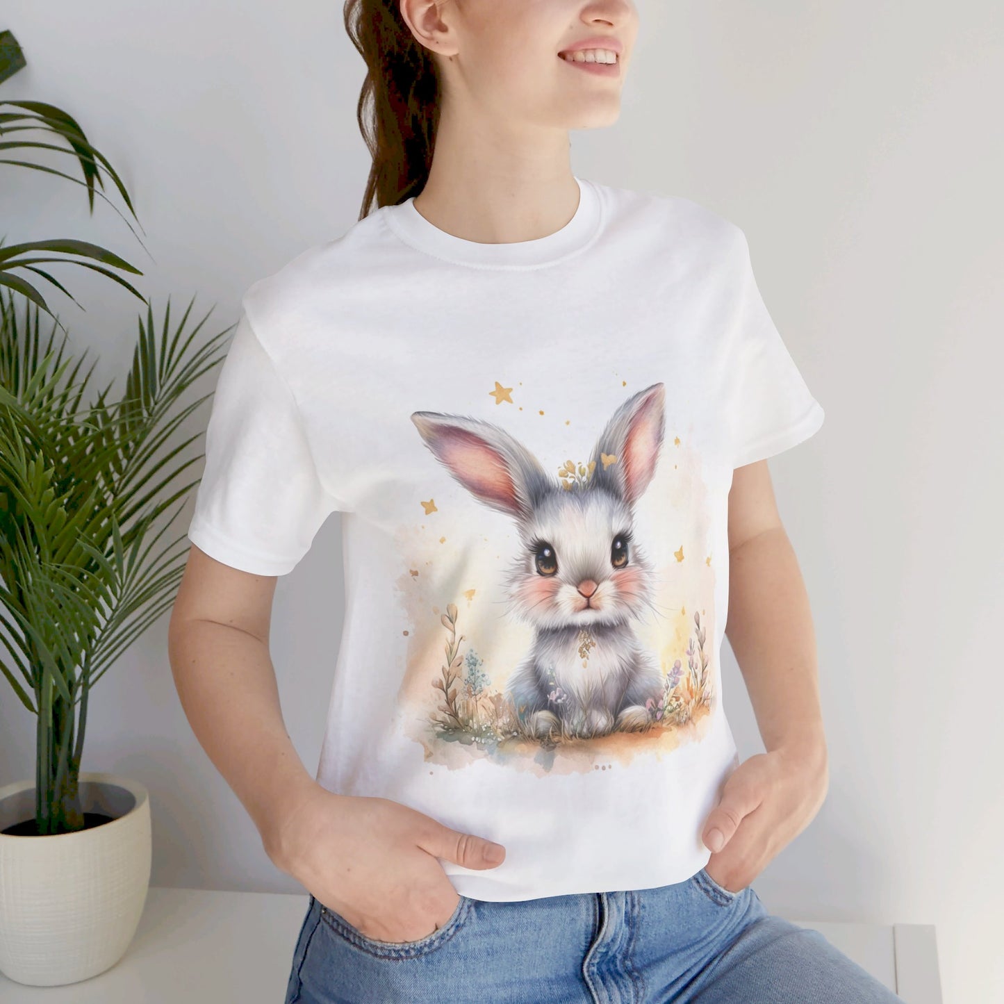 Cute fluffy bunny Unisex Jersey Short Sleeve Tee