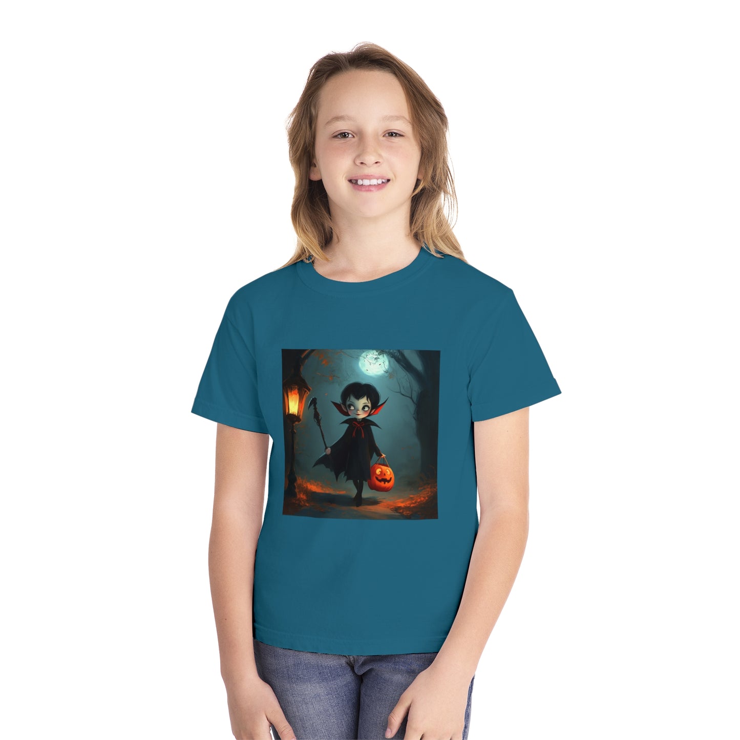 Cute Trick or Treating Vampire Youth Midweight Tee