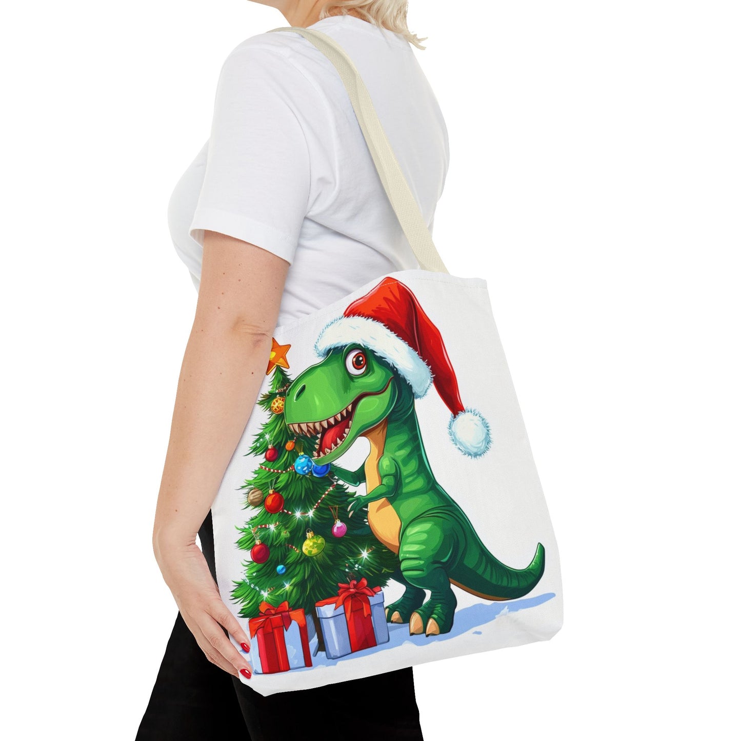 Holiday T-Rex Tote Bag (AOP)