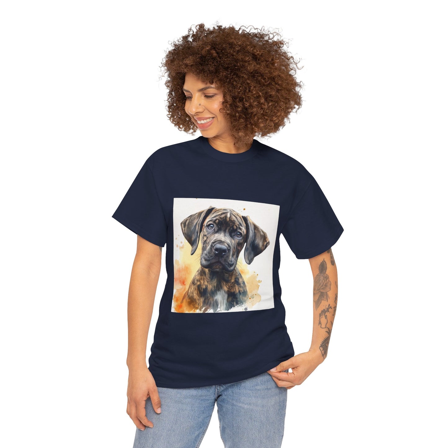 Brindle Great Dane Puppy Unisex Heavy Cotton Tee