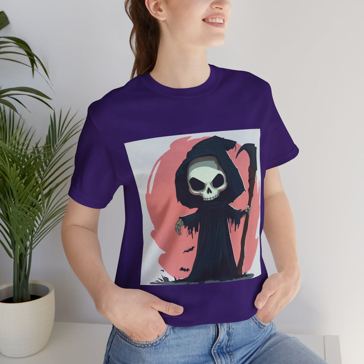 Cute Pink Grim Reaper Unisex Jersey Short Sleeve Tee