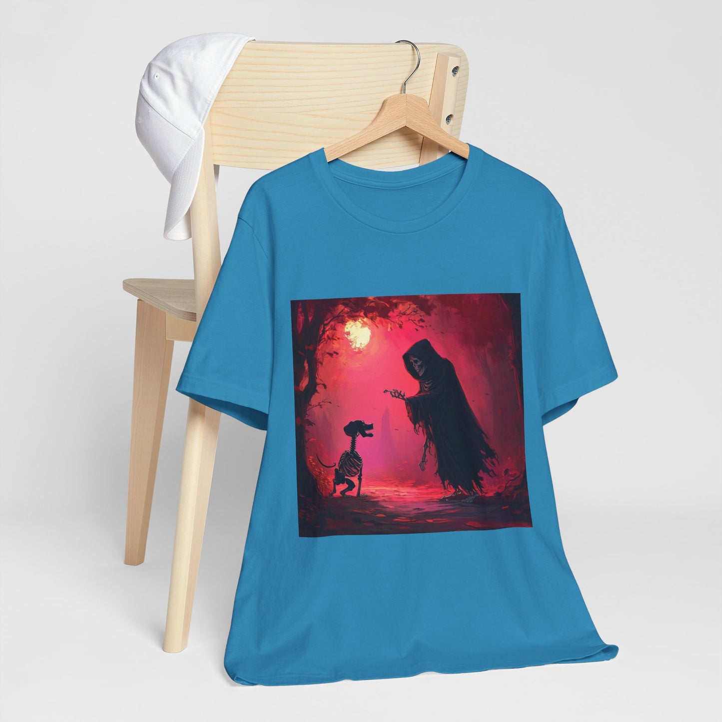 Grim Reaper Walking his DogUnisex Jersey Short Sleeve Tee