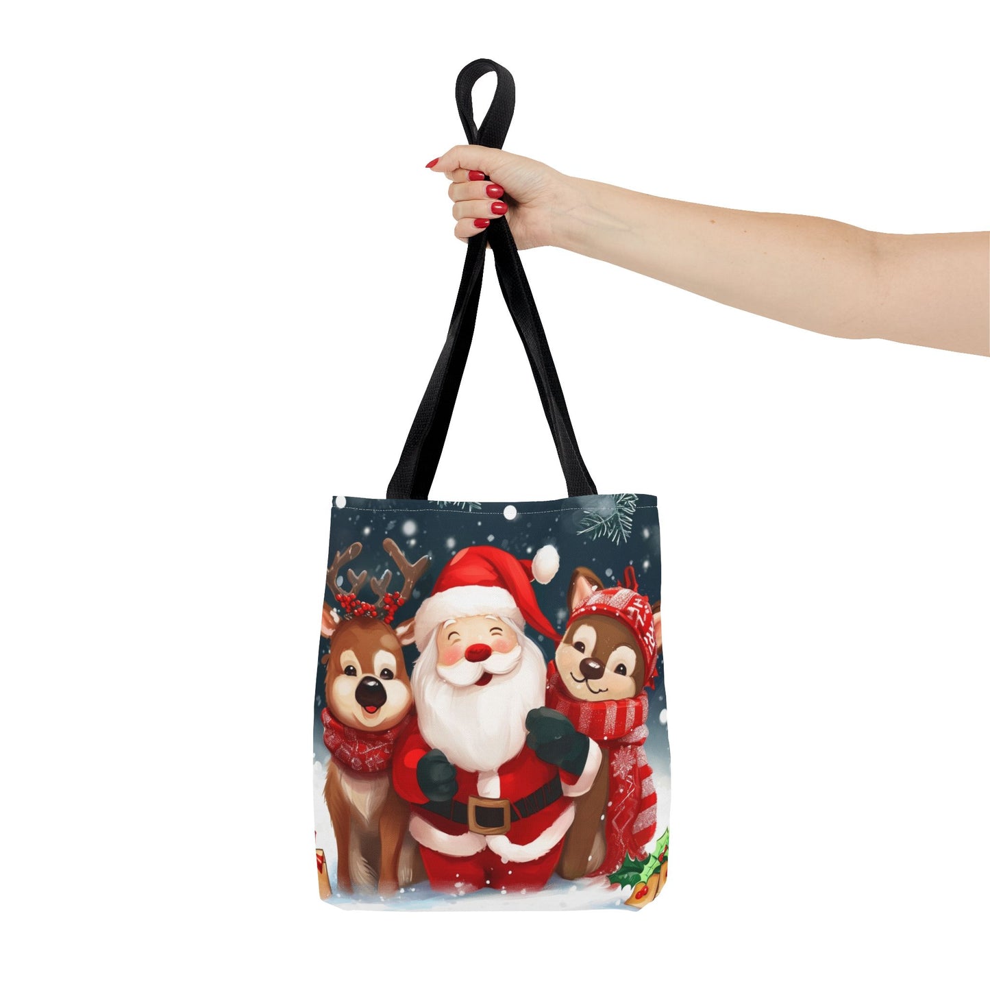 Cute Santa and Reindeer Tote Bag (AOP)