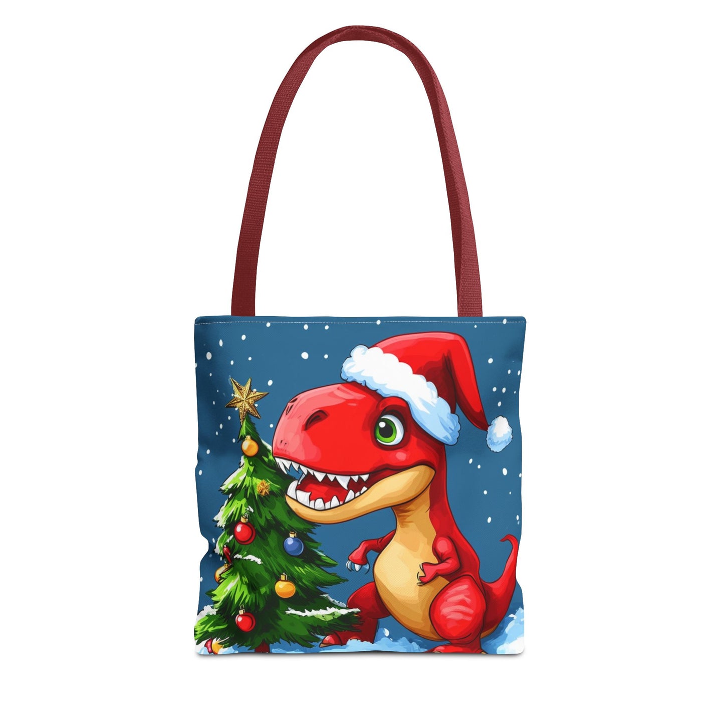 Cute Red Dino Holiday Tote Bag (AOP)