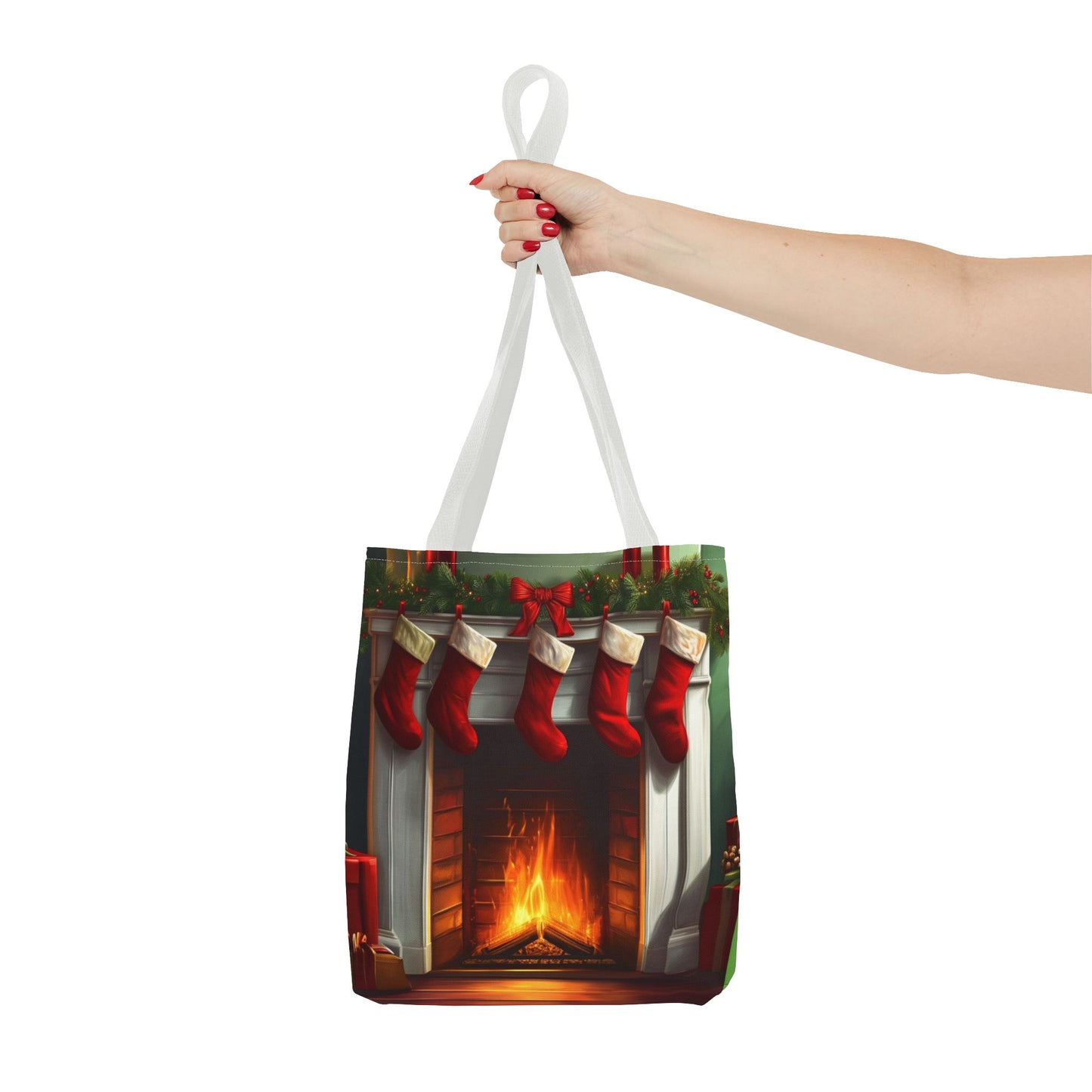 Stockings Over the Mantle Tote Bag (AOP)